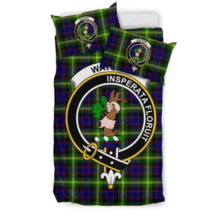 Scottish Watson Clan Crest Tartan Bedding Set Tartan Plaid 1